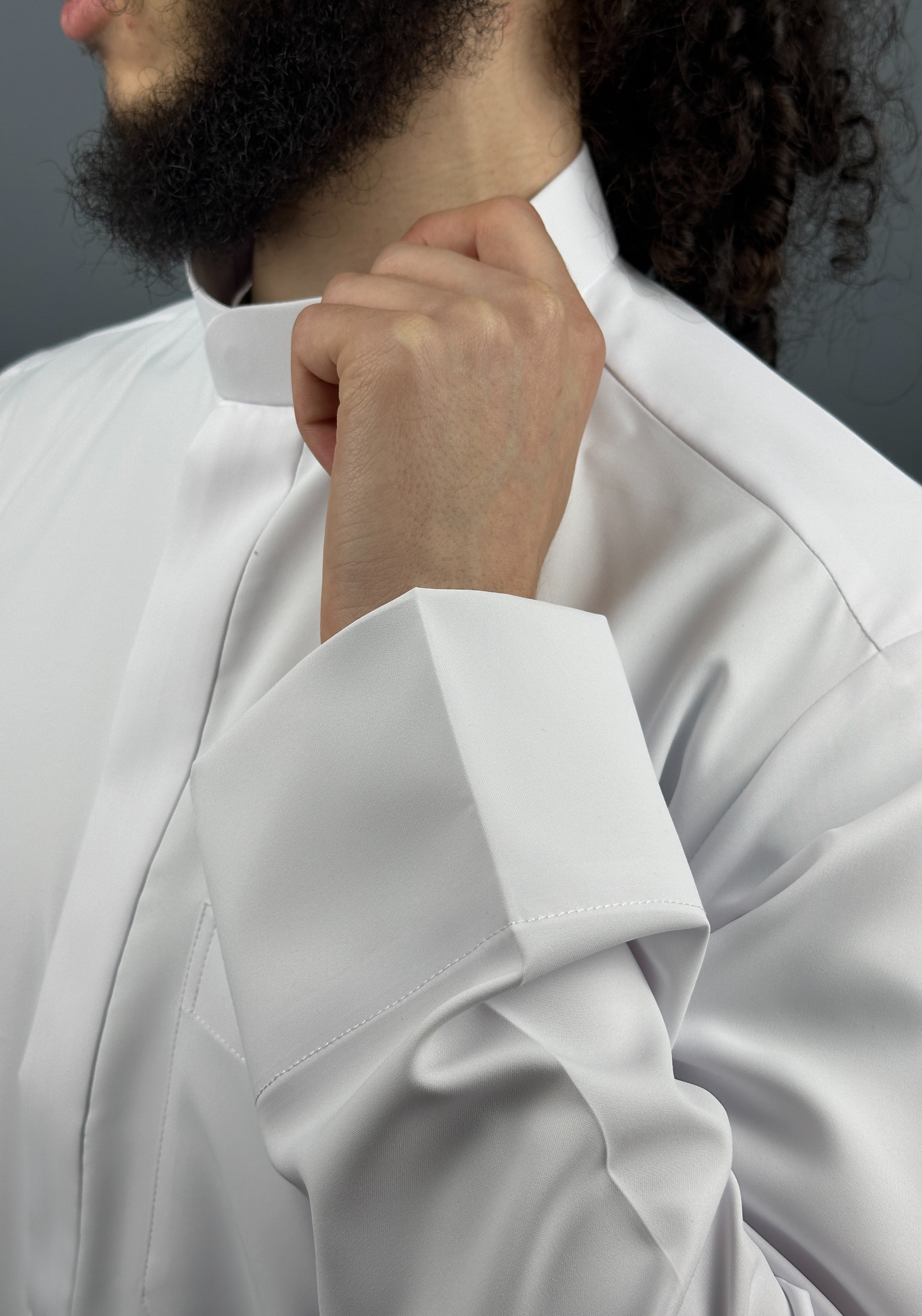 Qamis Koweiti Zip Blanc