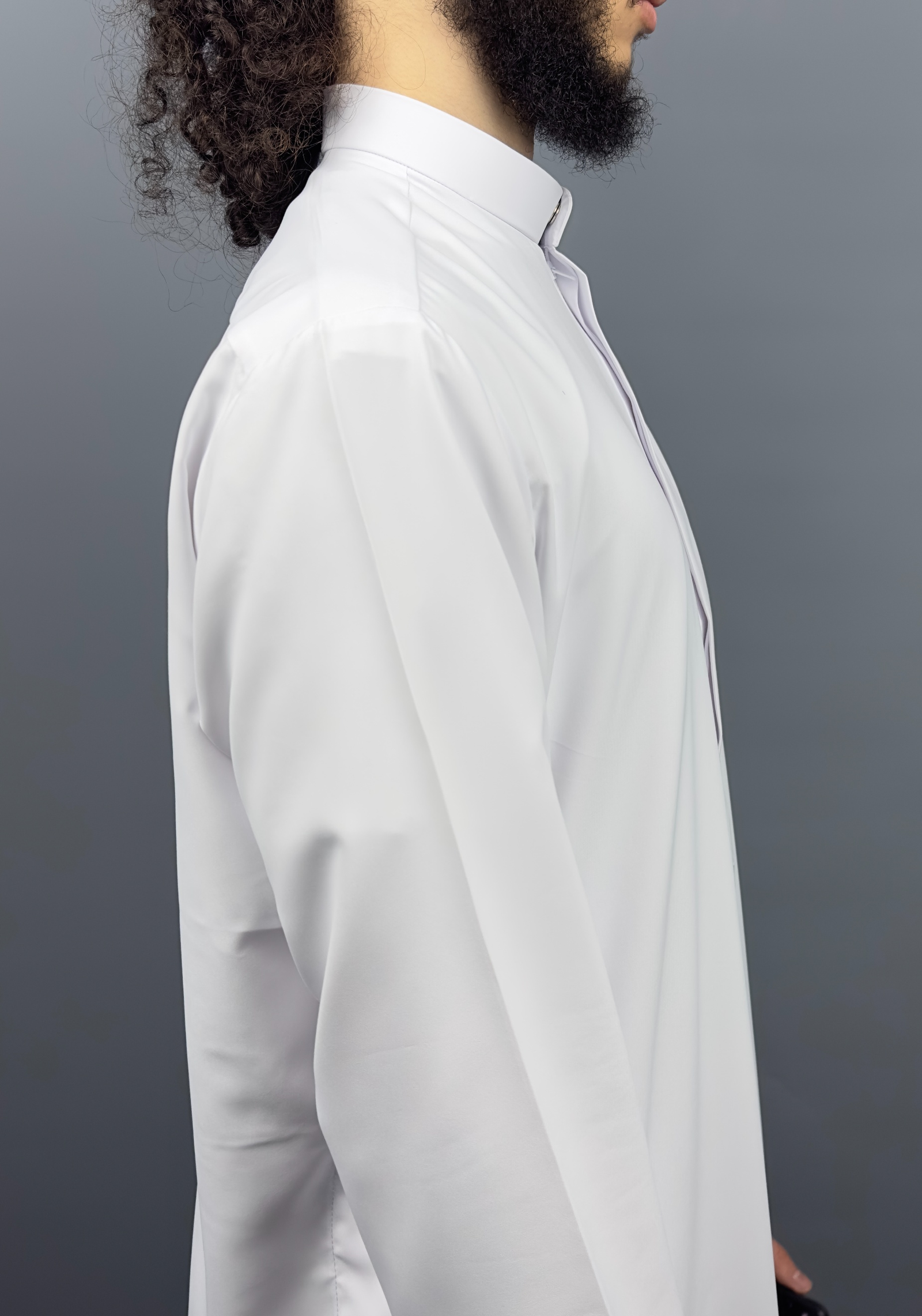 Qamis Koweiti Zip Blanc