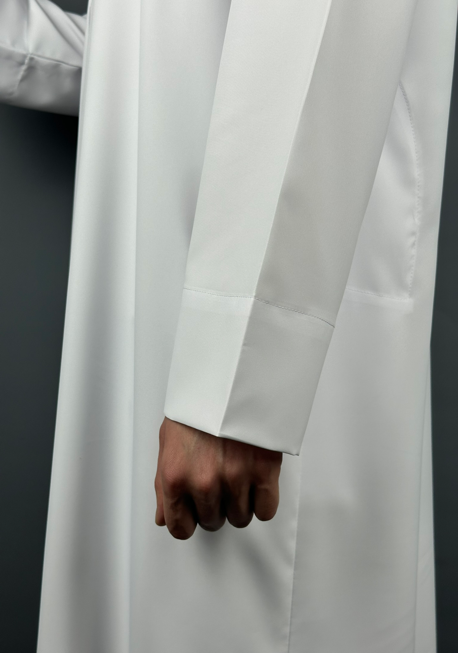 Qamis Koweiti Zip Blanc