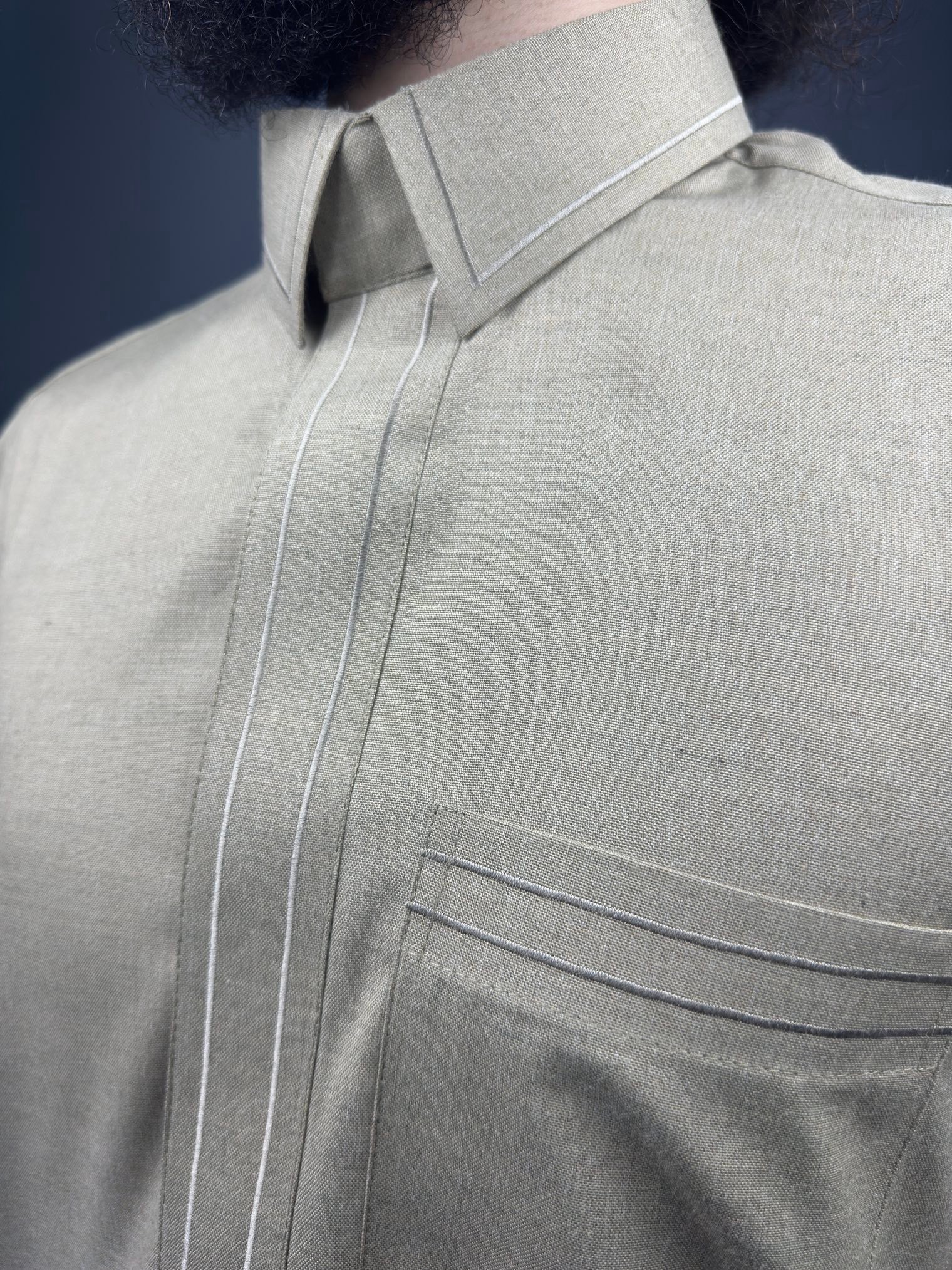 Qamis Talib Brodée | Beige