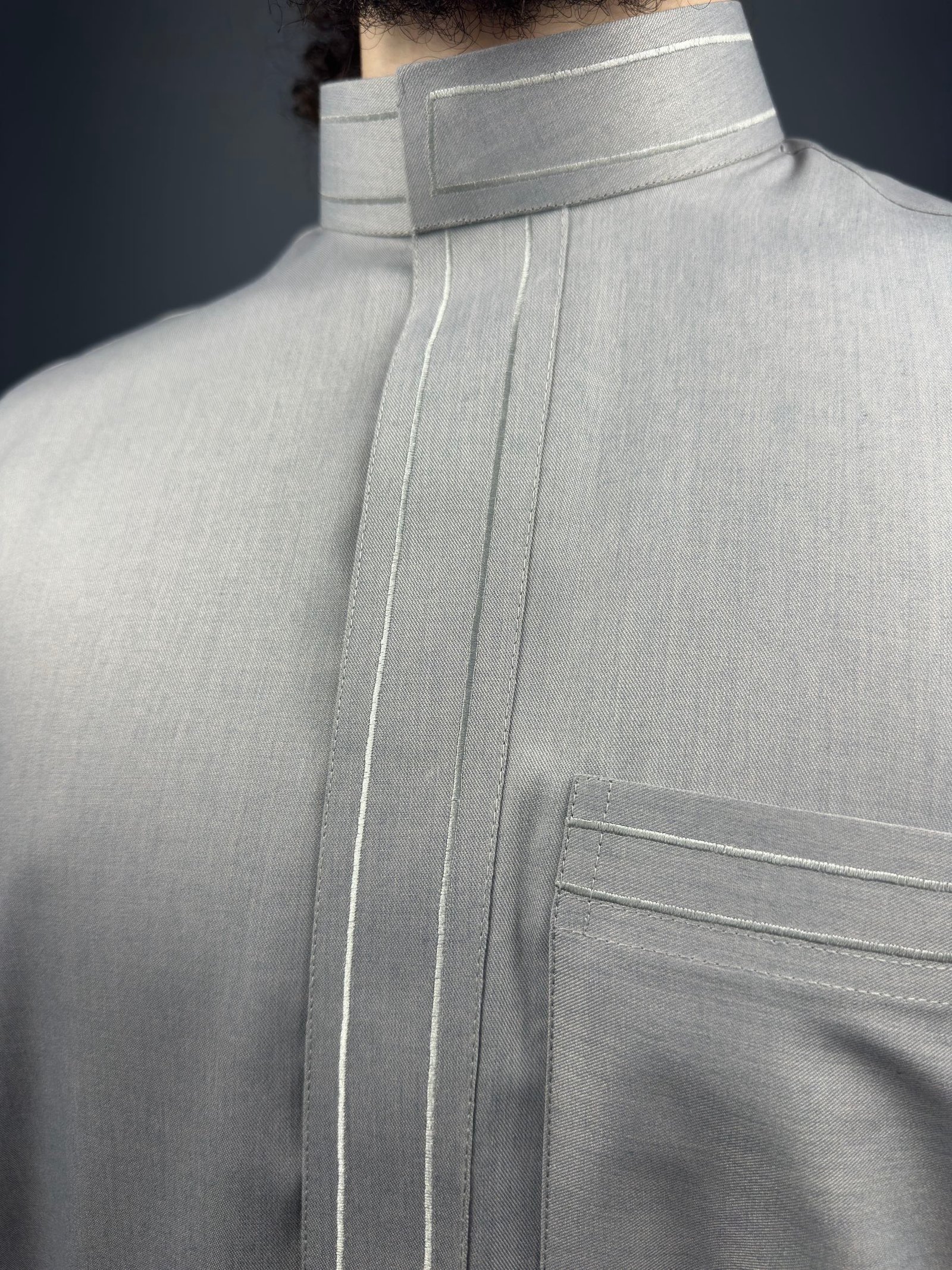 Qamis Brodée Laine | Gris