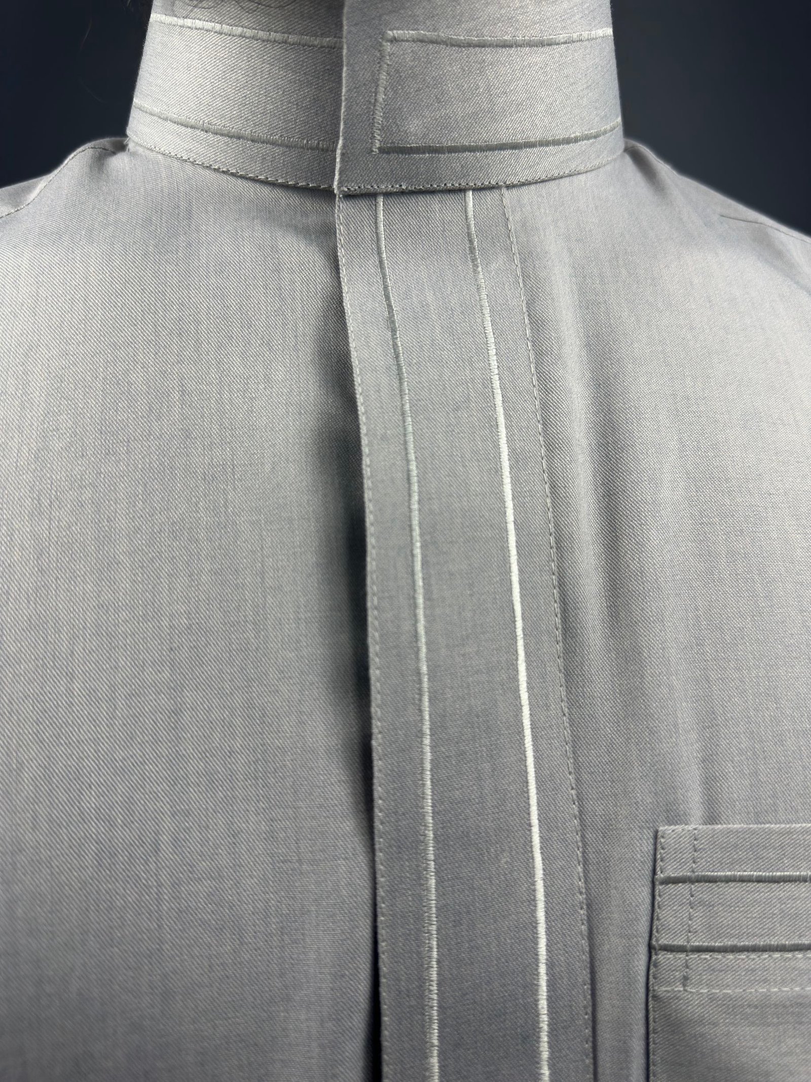 Qamis Brodée Laine | Gris