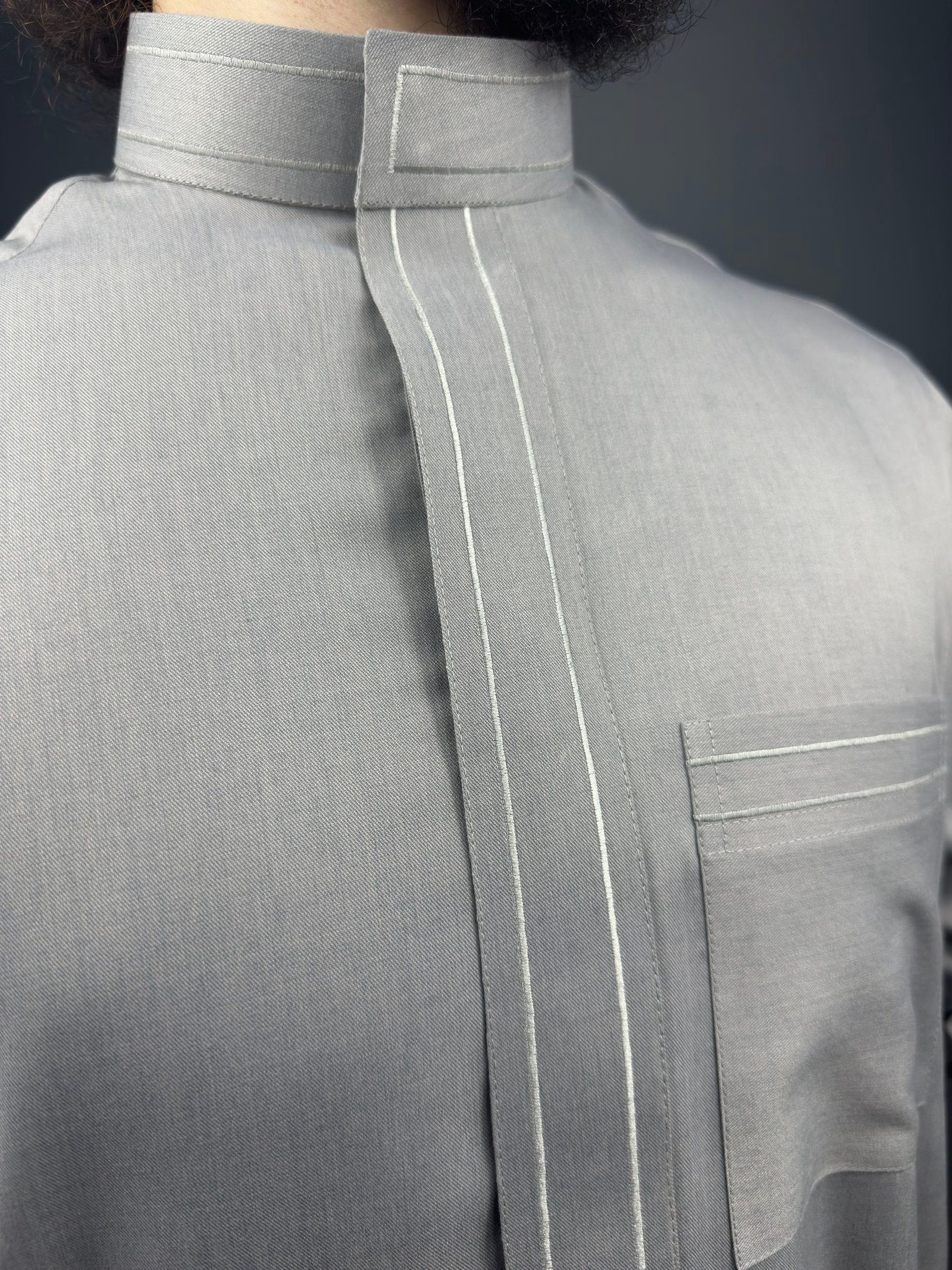 Qamis Brodée Laine | Gris